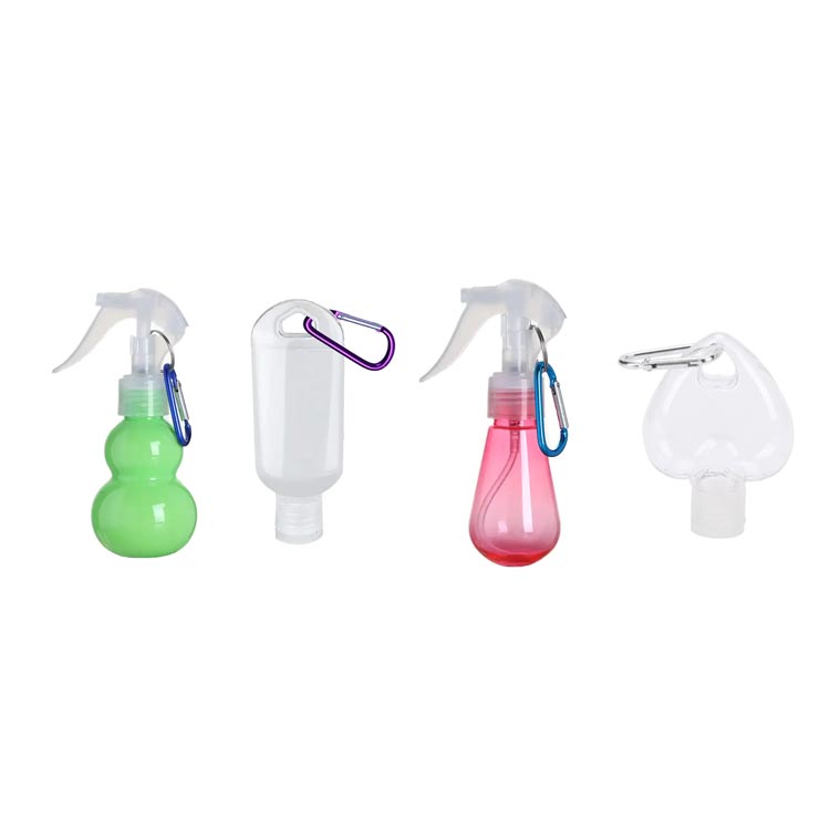 Travel size refillable 50ml plastic keychain bottles with flip top caps for lotions