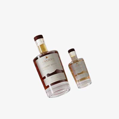 Super flint empty 100ml 250ml 375ml 500ml 750ml custom logo rum vodka gin whisky glass liquor spirit bottle with cork lid wholesale